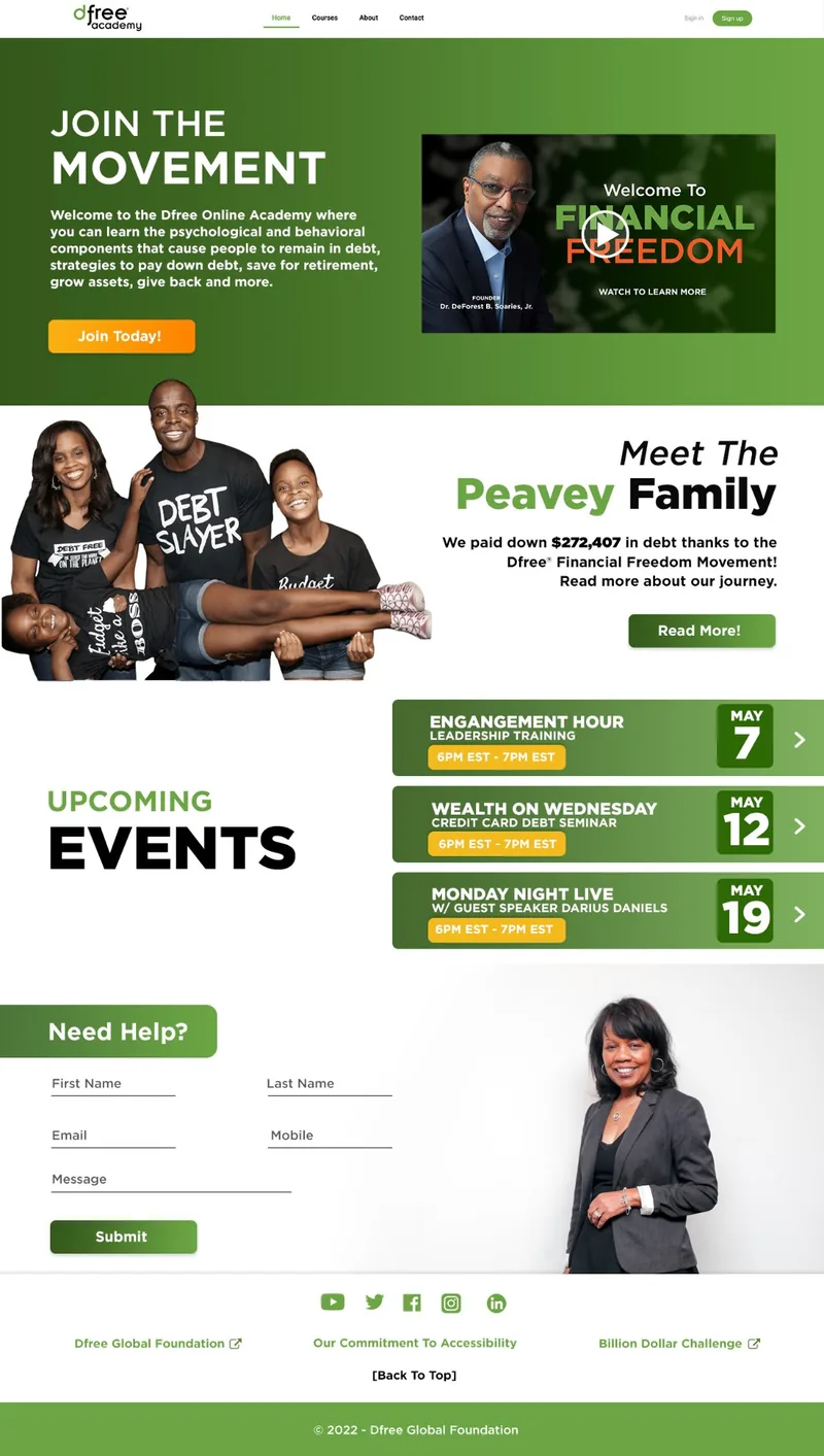 Home page version with white sections, matching the dashboard and course screens.